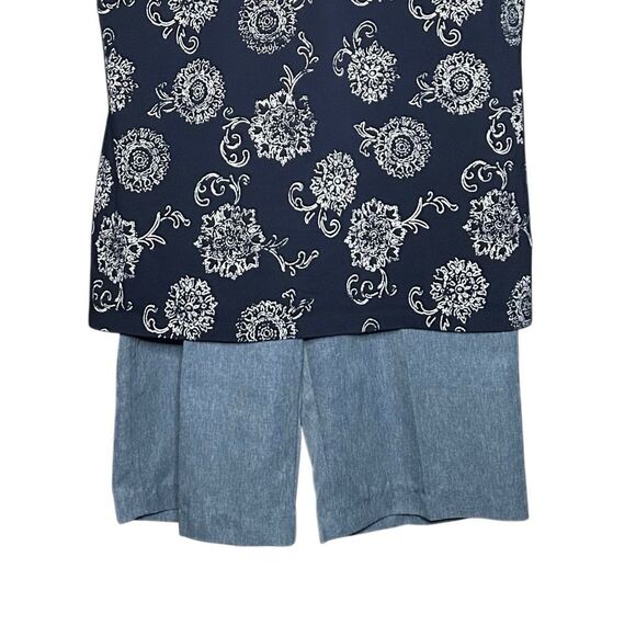 Kim Rogers Blue Short Sleeve Blouse Top Size L & Capri Shorts Size 16P 2 Piece - Picture 6 of 13